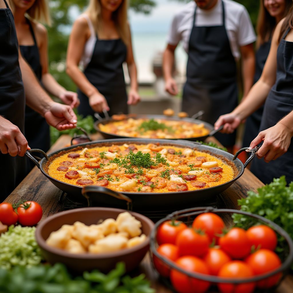 Clase de cocina española con paella